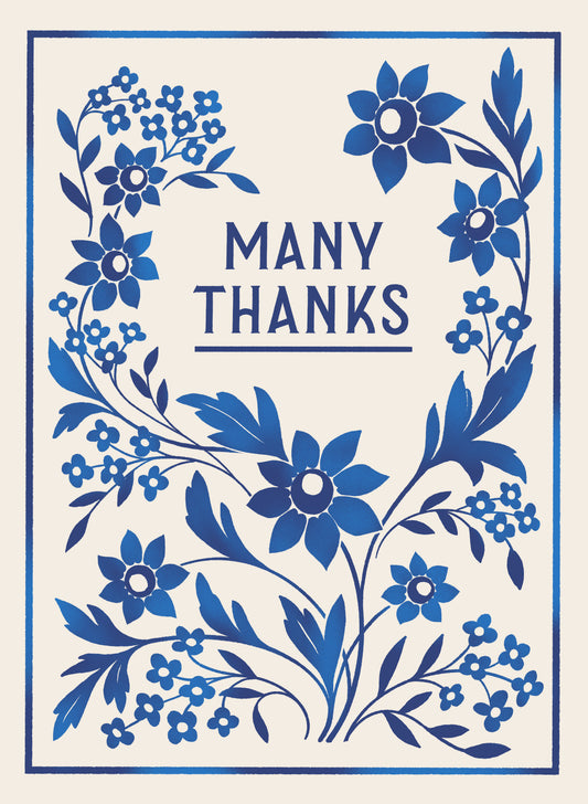 Indigo Floral Thanks