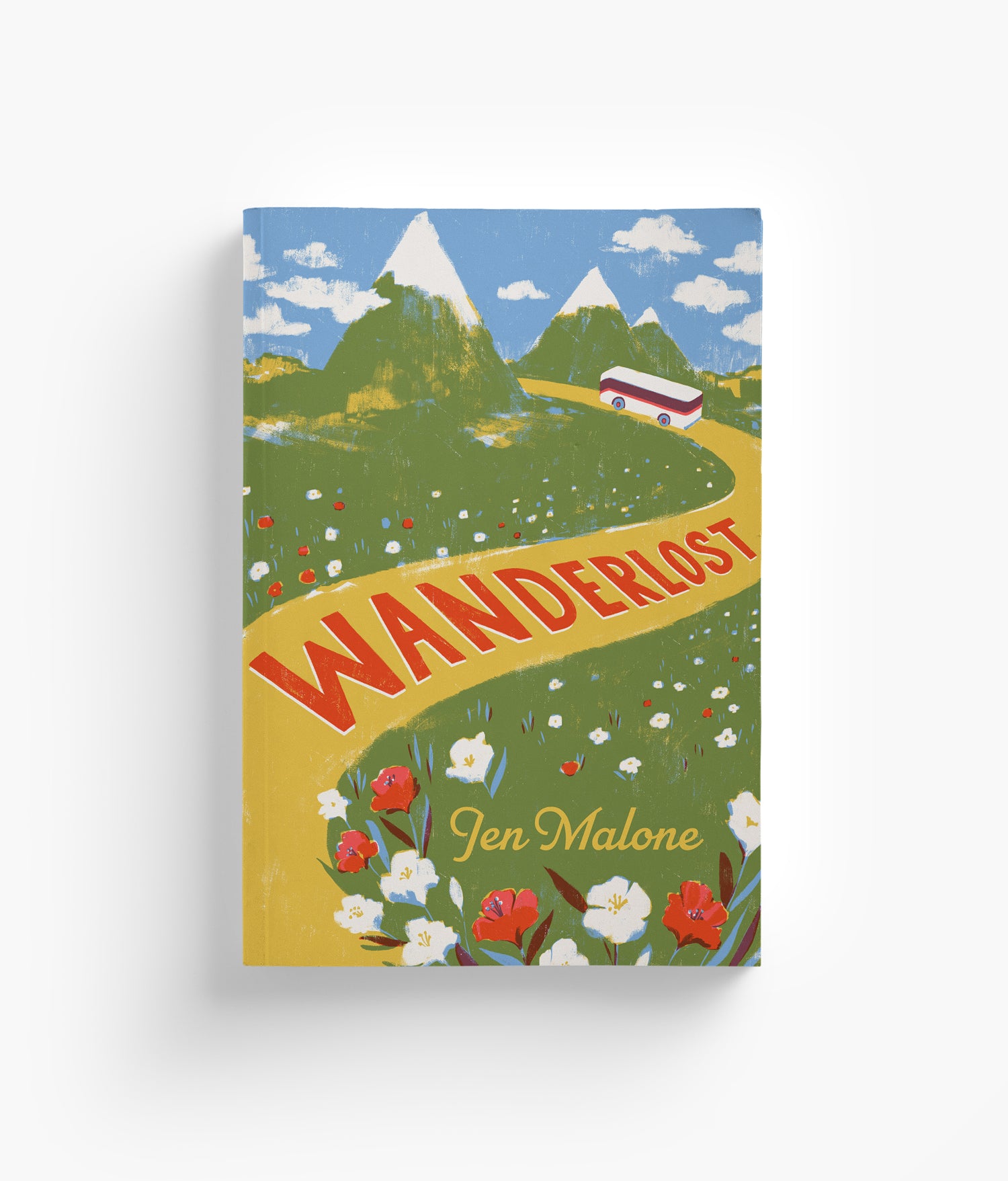 Book cover of 'Wanderlost' by Jen Malone with a scenic illustration and lettering